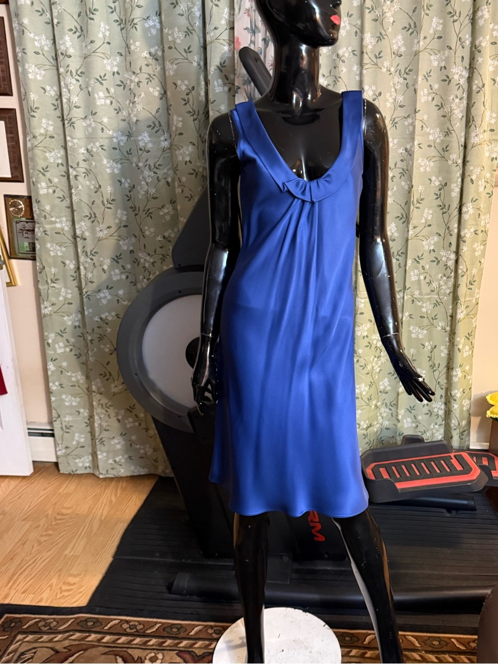 Giorgio Armani Blue Satin Slip Chemise DRESS Silk!